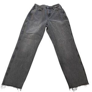 Hollister Mom Jeans Junior 3S Ultra High Rise Black Baggy Raw Hem Distressed 90s